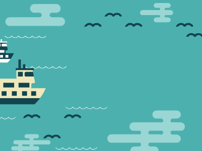 Ships animation minimalist vector graphics