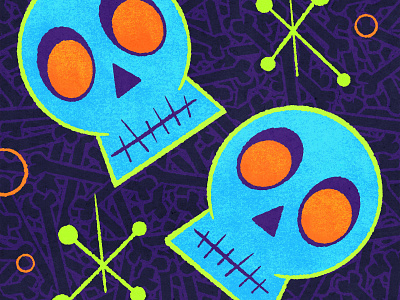 Retro skulls - illustration 60s 70s cartoon halloween illustration procreate retro skeleton skulls texture vintage