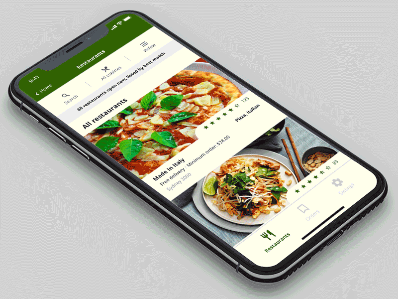 Menulog App Concept animation app concept eat food interaction iphone menulog mobile takeaway ui ux