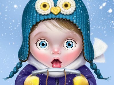 winter experiment character child owl sled snow winter