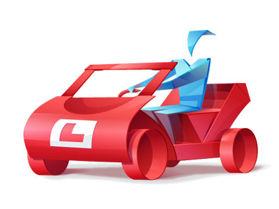 Origami car car character logo origami paper