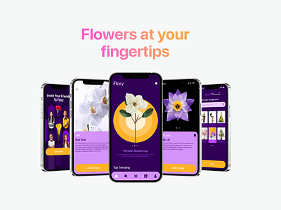 Flory App Design app app design app ui awesome app clean ui delivery app delivery app ui delivery product ecommerce app ecommerce product flower app flower delivery app flower product mobile app plant app plant delivery app plants app violet app violet colors