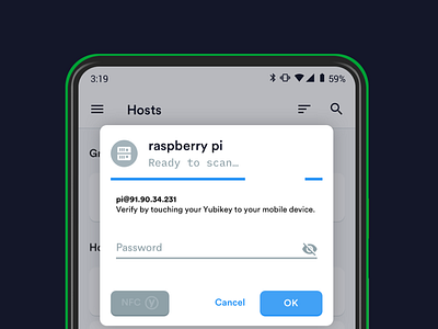 Termius - Yubikey Scan Dialog android android app material material ui password security ui ux