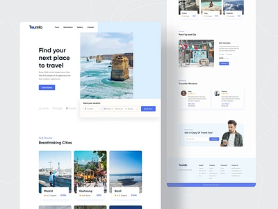 Tourelo : Travel Agency Website Design 2021 trend dribbble best shot homepage design landing page landing page design landingpage popular shot redesign tour tourism travel travel agency traveling trip trips ui ux design web design webdesign website concept website design