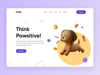 Pet Care Website Header Exploration