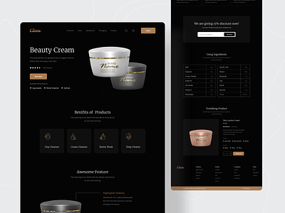 Beauty Product E-Commerce Landing Page (Dark)