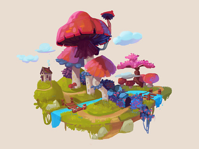 mashrooms digital painting fantasy game art illustration