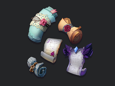 scrolls 3 gameart icons props scrolls stylized ui