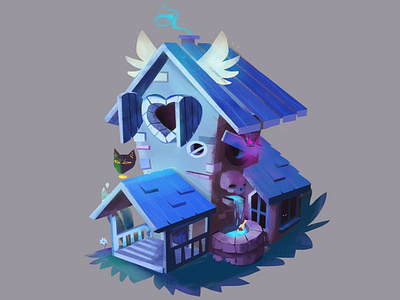 Blue House digital painting fantasy game art game artist game dev game icons home house icon illustration item magic photoshop photoshop art unity wacom