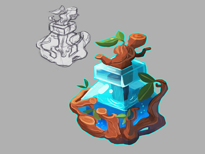 Tree Potion digital painting fantasy game art game artist game dev game icons icon illustration item magic photoshop photoshop art potion unity wacom