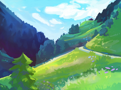 Landscape Study digital painting environment illustration landscapes