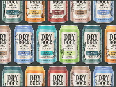 Dry Dock Brewing Core Cans beer beer design brewery brewery branding can art can design illustration packaging