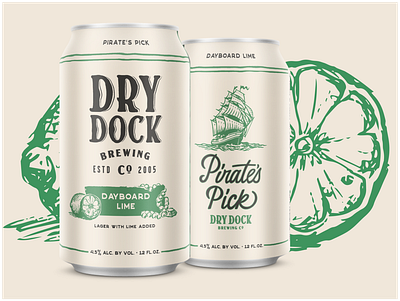 Dry Dock Brewing - Pirate's Pick beer beer label brewery can art can design custom lettering illustration lime nautical pirate