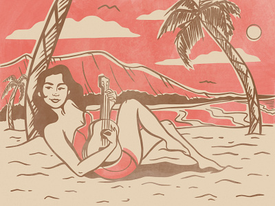 Life can be a breeze beach illustration procreate art tropical flyer ukelele