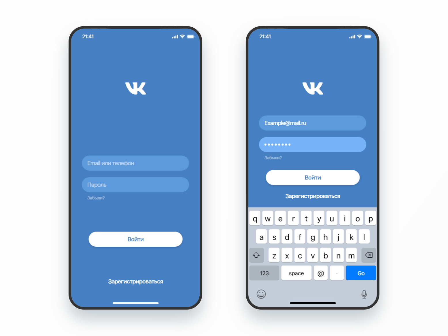 VKontakte - Login screen by Daniel Nefedov on Dribbble