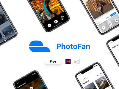 PhotoFan — Free concept adobe xd app branding design freebie kit ui xd