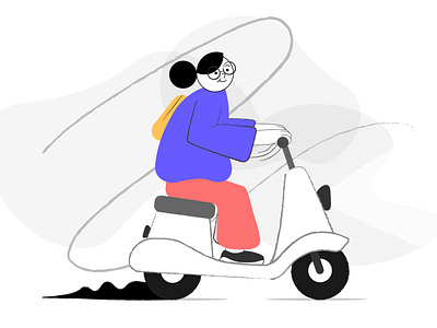 Girl on a moped illustration vector