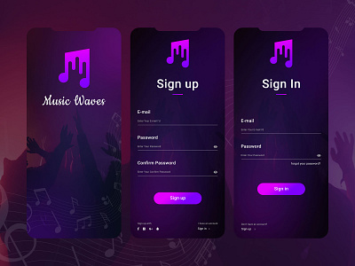 music app new page app login music music app ui ux vector