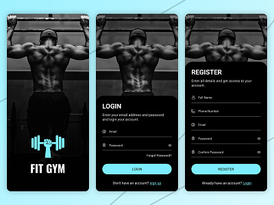 GYM gym app login ui ux workout