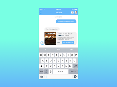 Neuron's Integration Cards (Yelp) ai card ui cards coffee machine learning message messaging messaging app yelp