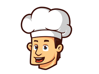 Head chef cartoon character chef cute design food logo logomascot mascot