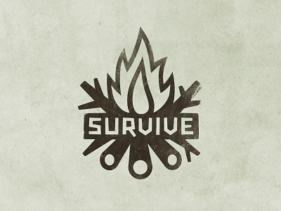 Final "Survive" Logo camp custom type fire logo logs nature outdoor stamp survive texture type typography wood