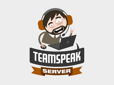 Teamspeak Server cartoonish comic dude guy laptop logo team speak teamspeak vector