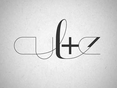 Culte black bw contrast culte curly font hair line logo plus simple typography white