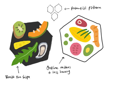 Logo Sketches food hexagone logo sketch vegetables