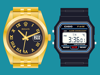 ROLEX CASIO bling casio clean gold numbers retro rolex time vector watches