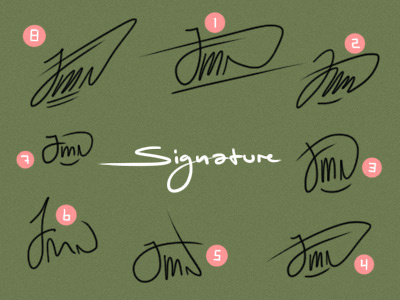 Signature handwriting jmn line numbers signature symbol write
