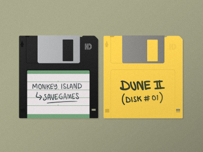 Floppy Games 3½ dune 2 dune ii floppy disk games hd label monkey island writing yellow