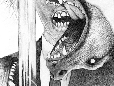 Number One 2b dog drawing for sale horror illustration pencil scary scream selling