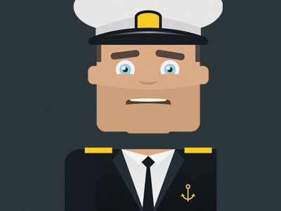 Captain anchor badge captain cartoon face hat man tie toon toonish unhappy uniform