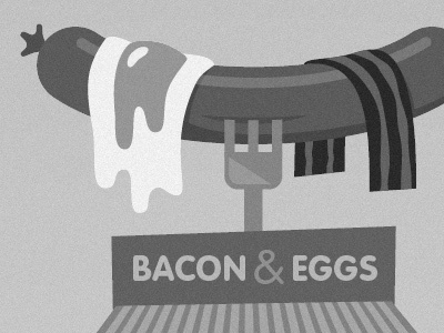 Bacon & Eggs bacon eat eggs food fork sausage shop sign stand typography unhealthy yolk