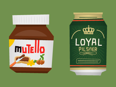 Mutello Loyal alcohol beer beverage can candy chocolate cream crown drink edgy food label labels loyal mutello nutella nuts packaging products skew skewed vector