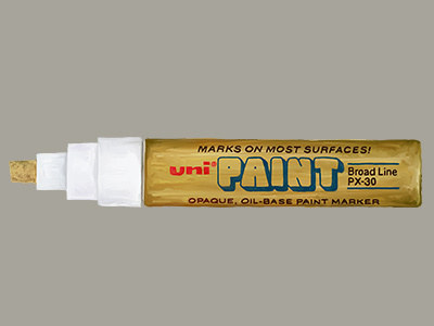 Uni Paint broad line gold marker oil base opaque paint px 30 uni