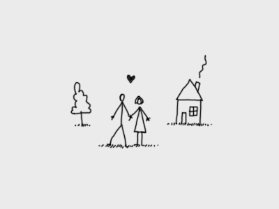 Animation: Together animated gif animation couple drawing emotions family future gif greyscale heart house kids line art lines love outlines rough stick figures sticks together tree young