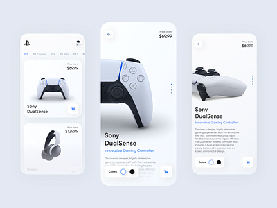 Playstation Accessories Shop app concept console controller ecommerce gaming light minimal mobile playstation shop sony ui