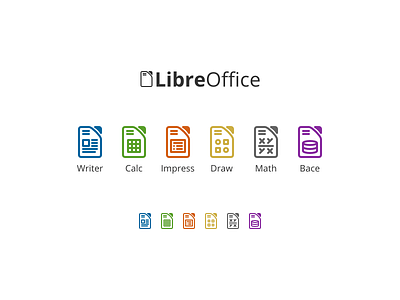 LibreOffice icons redesign (concept) bace calc concept draw icon impress libreoffice math office open redesign writer