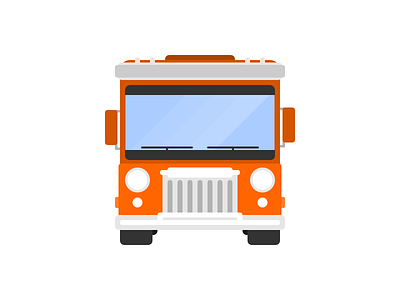 Old Bus bus car flat icon illustration orange