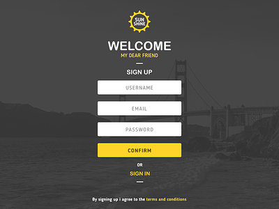 DailyUI #001 - Sign Up bridge challenge dailyui gray grayscale login sign up sun ui user interface web