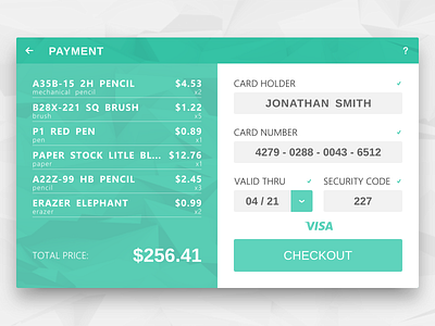 DailyUI #002 - Credit card checkout challenge checkout credit card dailyui flat form interface payment polygonal price ui web