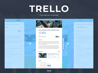Trello. Conceptual redesign. Light. Card app concept dark interface kanban product productivity redesign redesign concept task manager trello ui web