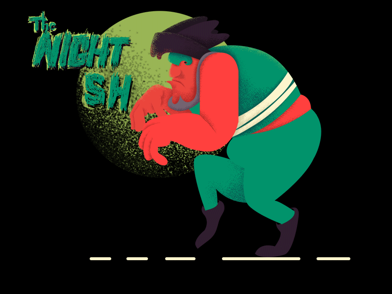THE NIGHT design gif illustration man night