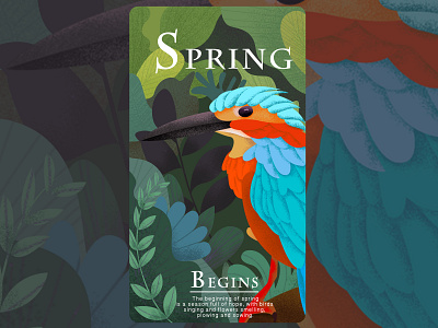 Spring begins animal bird color design illustration nature