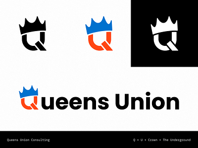 Queens Union branding design illustration logo web