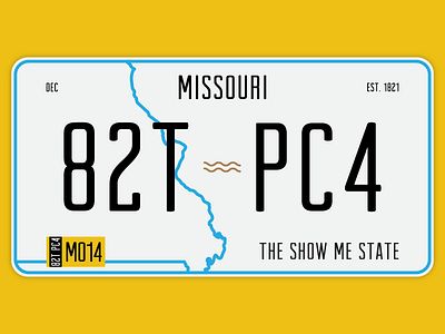 MO Plate, MO Problems flat illustration license plate missouri