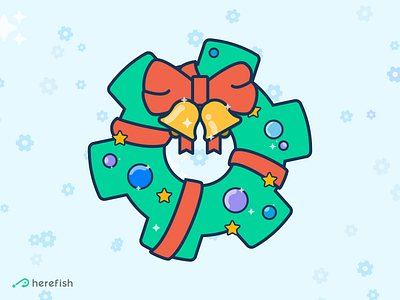 Herefish Christmas Wreath christmas cog gear holidays illustration wreath xmas