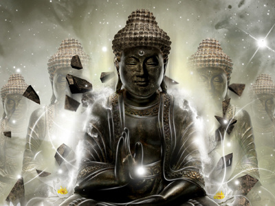 INNER STRENGTH. asian buddha lightning photoshop